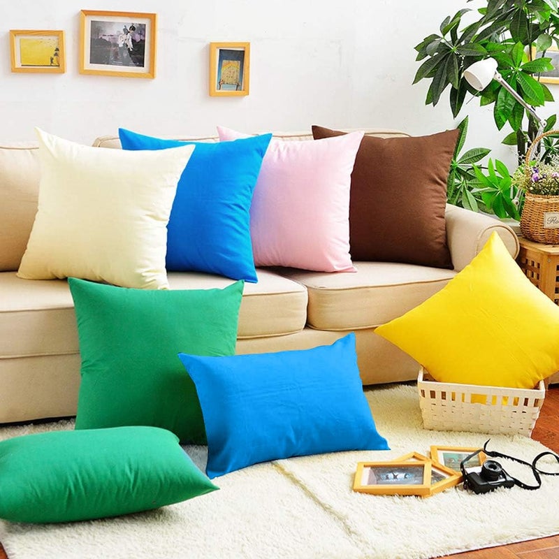 Thmyo 4-Pack 100% Cotton Comfortable Solid Decorative Throw Pillow Case,Thmyo Square Cushion Cover Pillowcase Sublimation Blank Pillow Covers DIY Throw Pillowcase for Sofa Bedroom(16x16 inch/ 40x40cm,Blue) - Image 3
